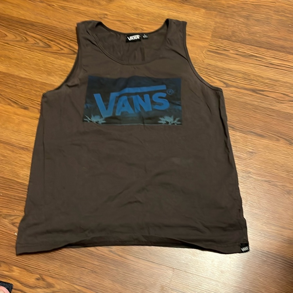 Vans Tank Top Men’s Large. Grey with Blue Graphics